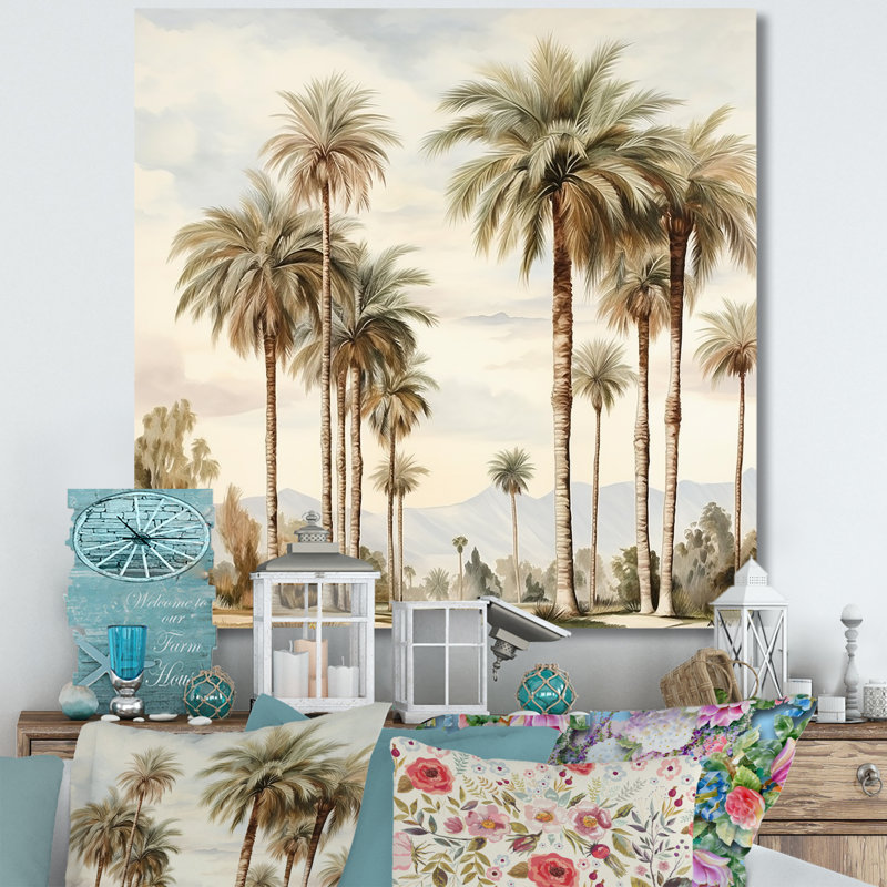 Palmiers sur la plage IV, Toile tendue, H 36 po x l 36 po x P 1,5 po