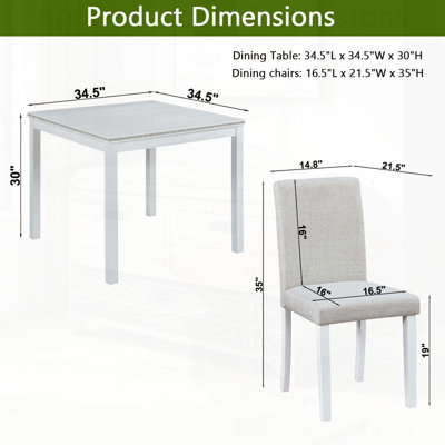 Ensemble de table de salle à manger 5 pièces en bois avec table carrée et 4 chaises rembourrées, parfait pour une expérience élégante et confortable dans la cuisine ou la salle à manger