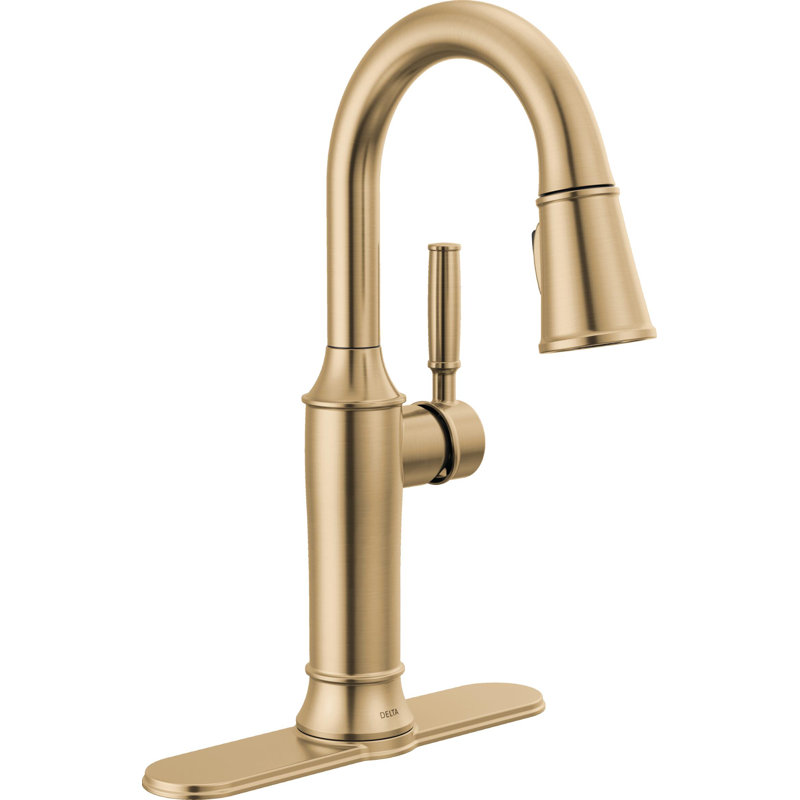 Robinet de bar pulvérisateur rétractable à poignée simple Renaldi, Bronze champagne Lumicoat
