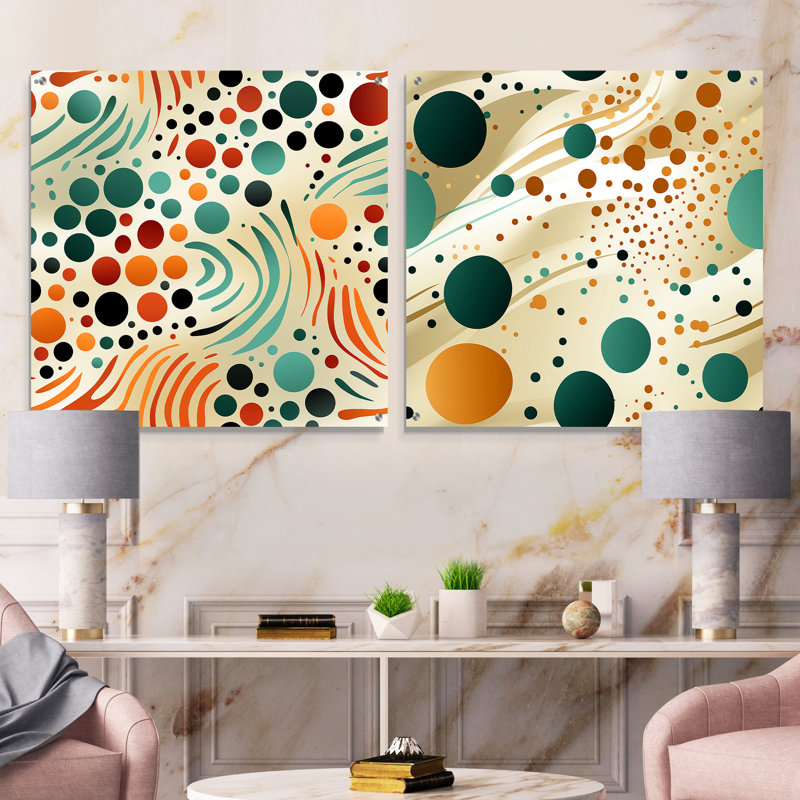 Corvina - Ensemble de 2 verres muraux abstraits en acrylique Mid-Century, H 36 po x l 73 po