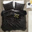 3 édredon ultraléger noir / or avec coussin décoratif pour lit simple / simple TG, lavable à la machine, envers en microfibre imprimé à l'envers
