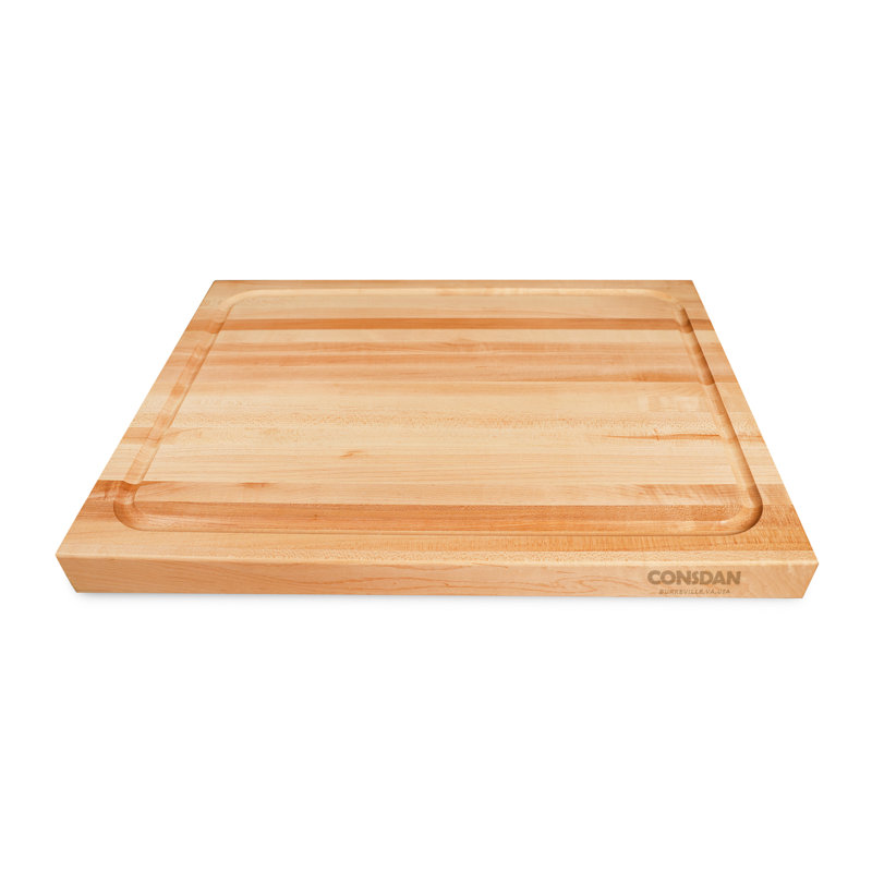 Planche à découper en bois massif, érable dur de 1 1/2 po de style CONSDAN, L 16 po x l 12 po