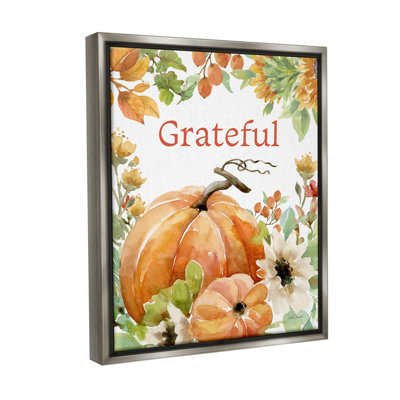 "Grateful Pumpkins And Flowers" par Leslie Trimbach sur toile