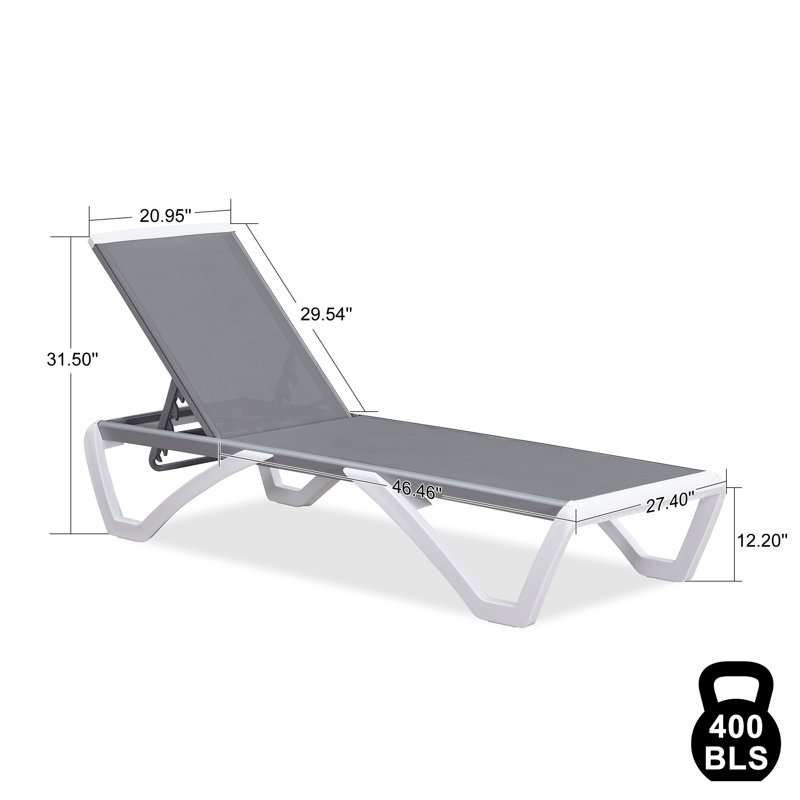Chaise longue d'extérieur Chaibate, Blanc / gris