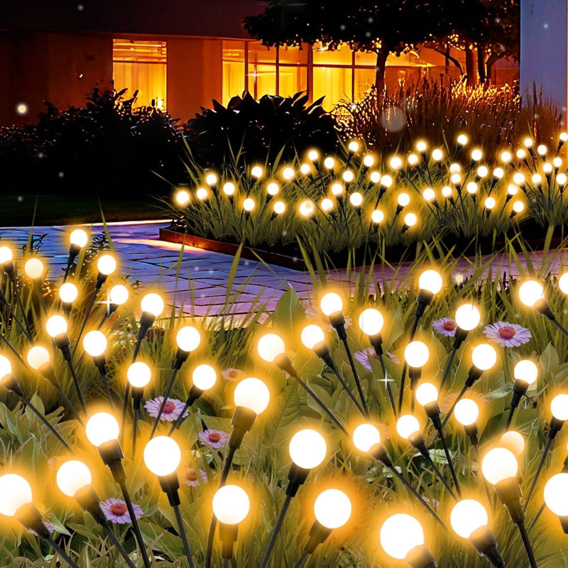 BAOKALER Ensemble de 12 guirlandes lumineuses décoratives d'Halloween pour jardin, 8 têtes, solaires, étanches, fil de fer haute flexibilité avec culot robuste, ampoules rondes blanc chaud.