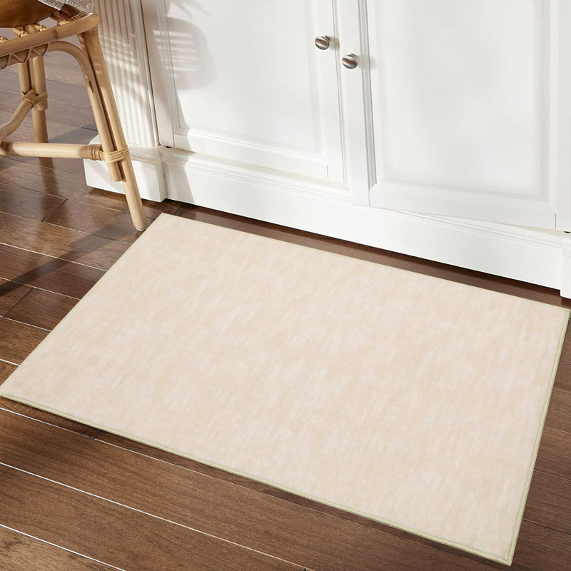 Machine Washable Rug with Rubber Backing for Living Room Modern Non-Slip Dining Room Rug Easy-Cleaning Solid Floor Carpet for Bedroom Hallway Kitchen Office Playroom