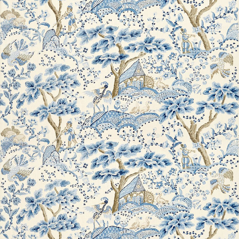 Merchante Kelmescott Hand Block Fabric, Porcelain