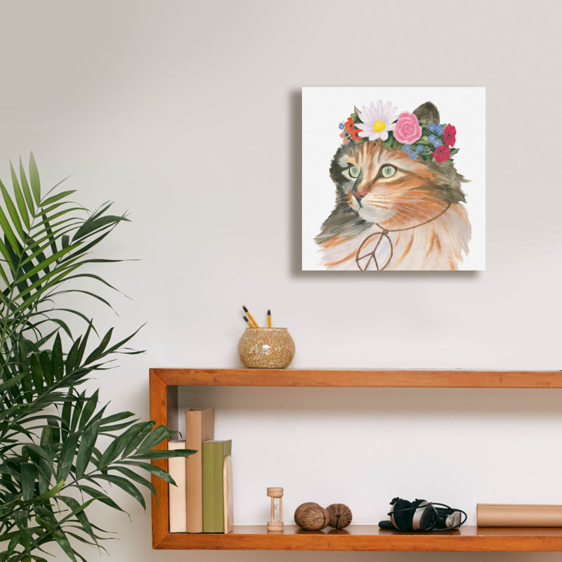 «Cattitude 1» par Myles Sullivan, art mural sur toile, 37 po x 37 po, H 12 po x l 12 po x P 0,75 po