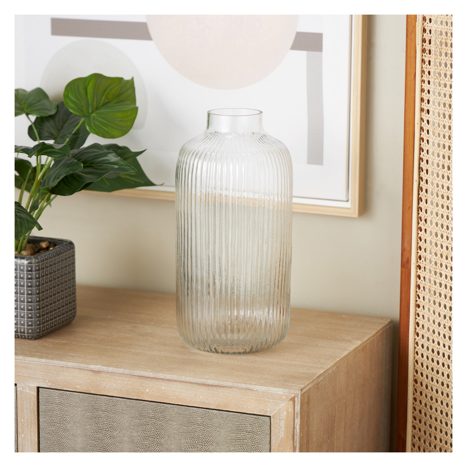 Cole And Grey Glass Ribbed Vase