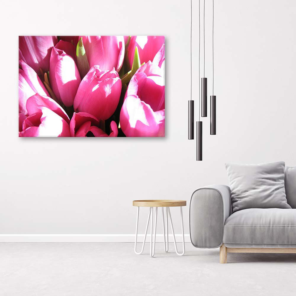 Leinwandbild Blumenstrauß aus rosa Tulpen