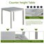Ensemble de salle à manger 5 pièces à hauteur de comptoir avec 4 chaises rembourrées, table carrée en bois massif gris doux et panneau de fibres à densité moyenne, hauteur de 36 pouces