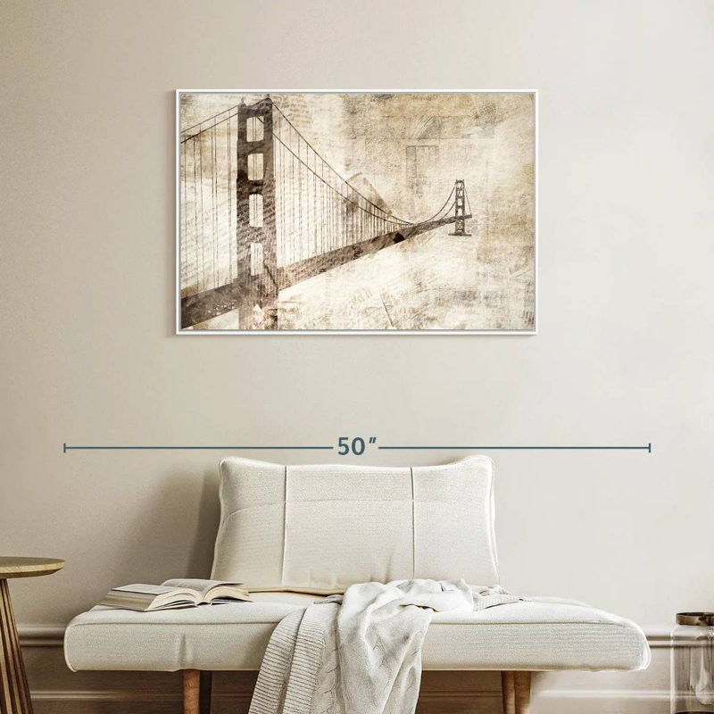 Pont du Golden Gate, Cadre flottant blanc, 37 po x 25 po