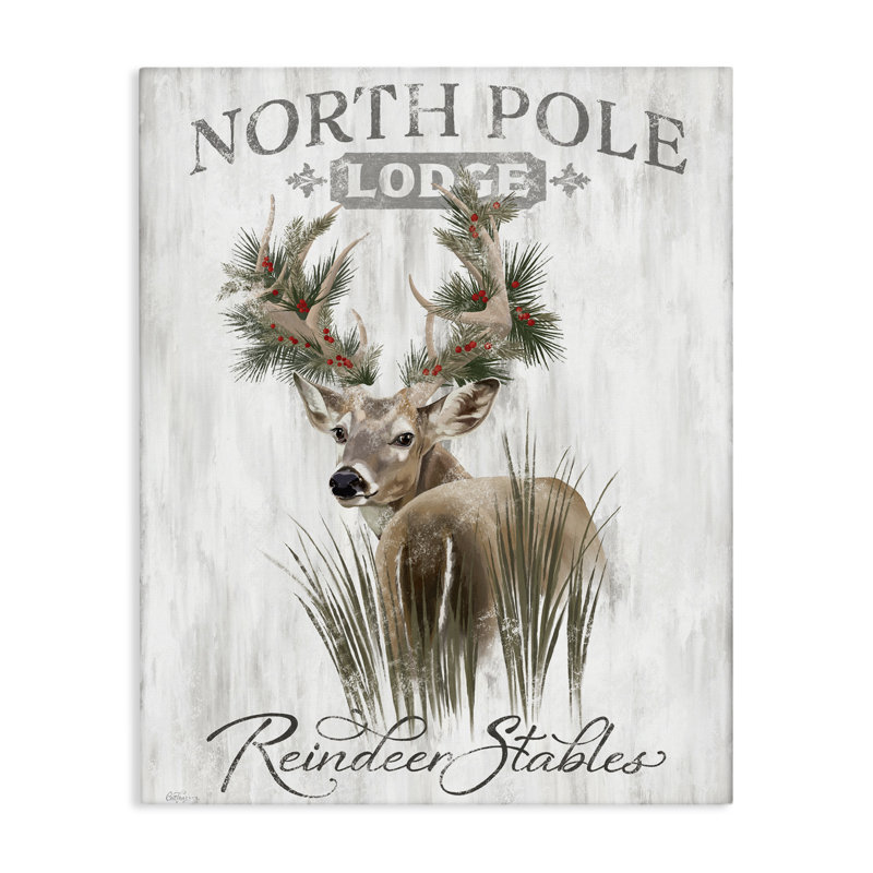 Toile Festive Winter Reindeer Lodge, design par Cat Thurman Designs, H 40 po x l 30 po