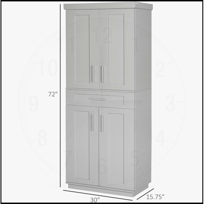 Armoire autoportante avec étagère réglable et tiroir Modern Kitchen Pantry, gris