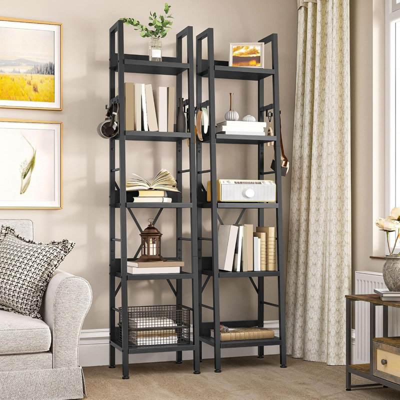 170cm H x 35cm W Metal Bookcase, Black