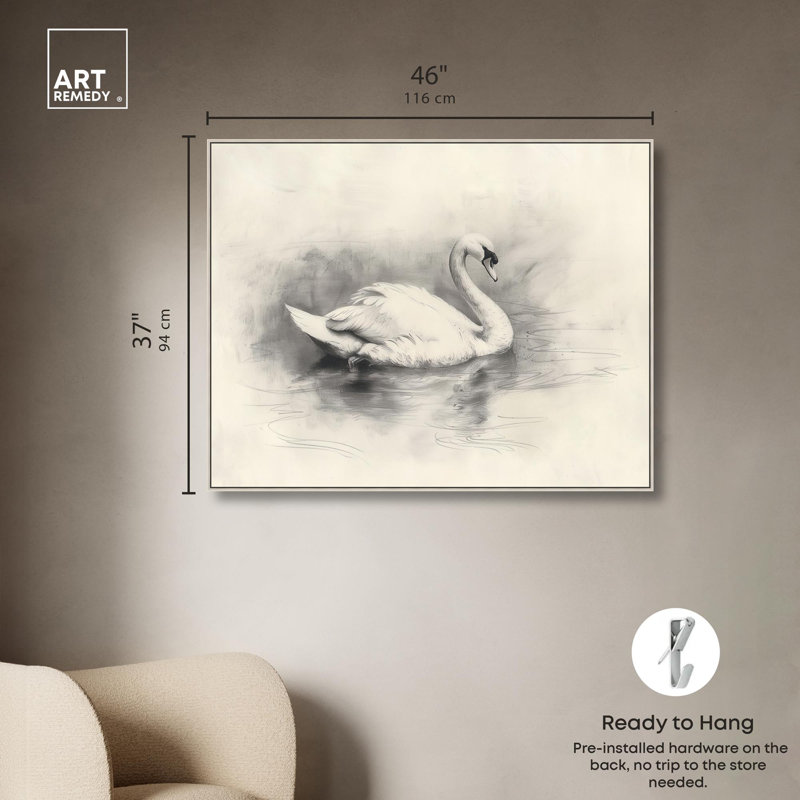 «Serene Swan», reproduction d'art sur toile par Art Remedy, H 37 po x l 46 po, Silver Frame