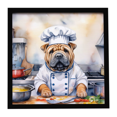 Shar Pei The Chef Framed Metal Print