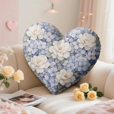 Coussins décoratifs floraux en forme de cœur décoratifs romantiques avec tissu doux, plusieurs motifs de couleurs pour le canapé-lit ou les cadeaux de la Saint-Valentin