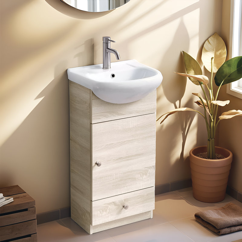 Mini-meuble-lavabo simple 18 po avec lavabo moderne 18 po, Gris