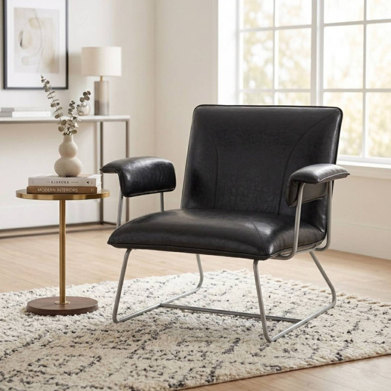 Fauteuil Klara, Similicuir noir