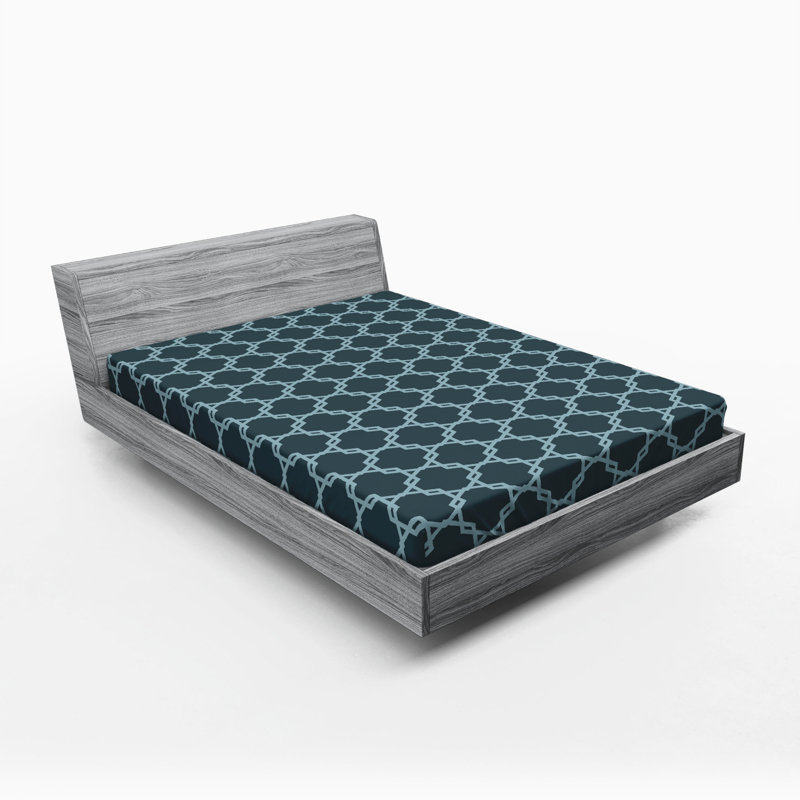 Microfiber Geometric Fitted Sheet, Queen Fitted Sheet