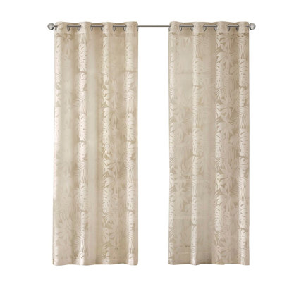 Palm Leaf Burnout Window Sheer Natural 50X84"