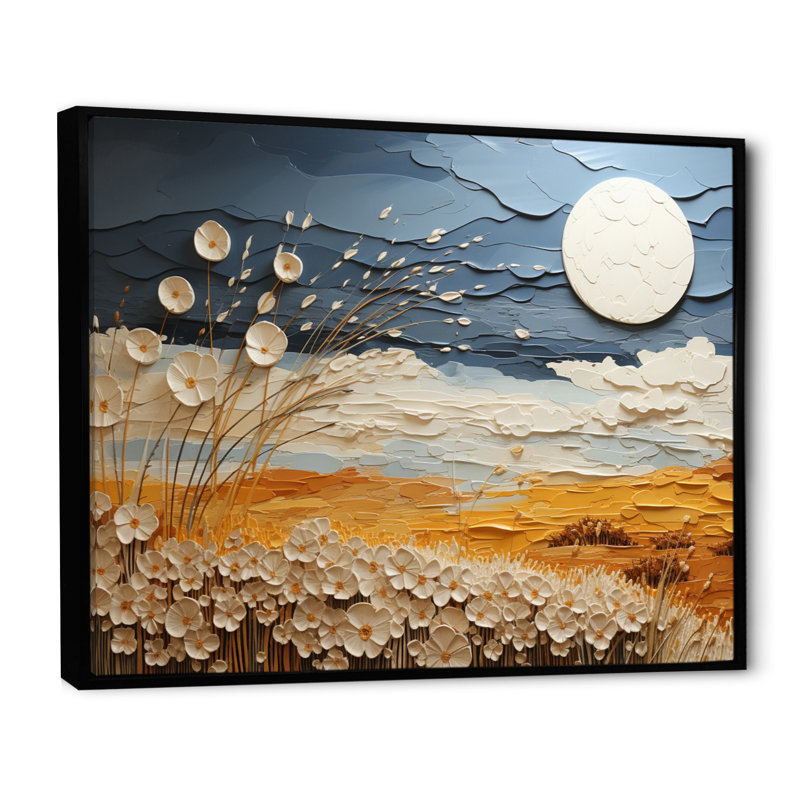 Nuage prairies collages VII - impression, H 24 po x l 32 po x P 1 po, Cadre flottant noir