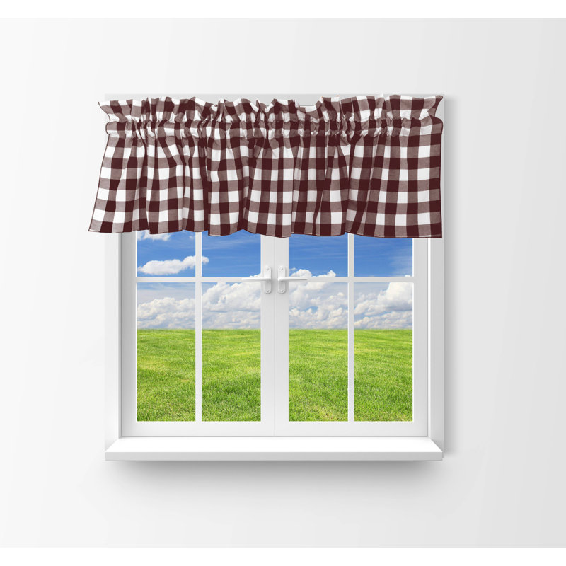 Cantonnière à carreaux Gingham, L 58 po x L 32 po, Brun