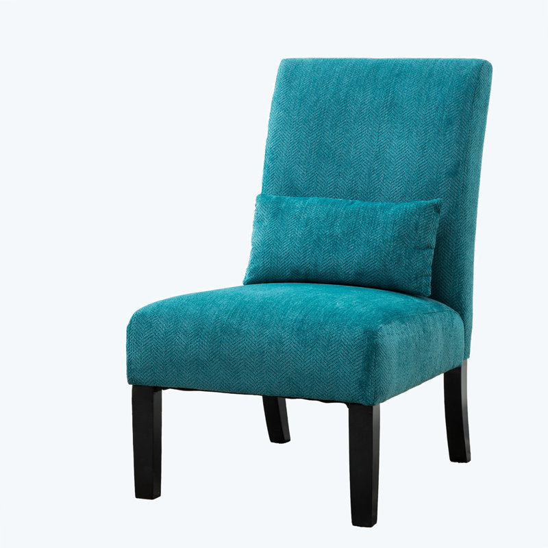 Fauteuil d'appoint sans accoudoirs avec coussin Pisano, Velours bleu sarcelle