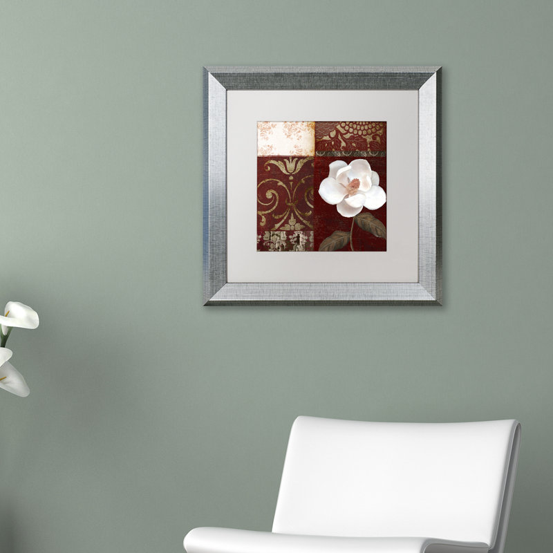 «Flores Blancas IV», impression encadrée, H 11 po x l 14 po x P 0,5 po, Blanc, Argent