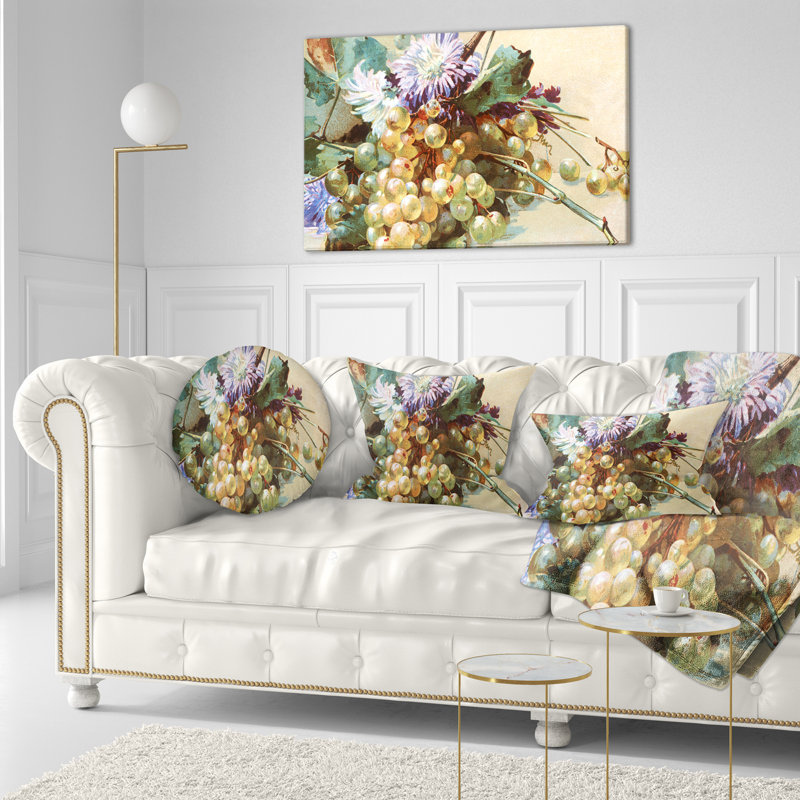 Oreiller floral à fleurs illustrées, 16 po x 1 po, Coussin décoratif