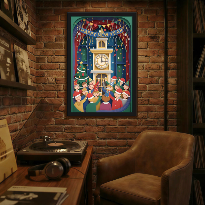 Tour de l'horloge de Noël et bonne année, H 24 po x l 16 po