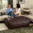 Atrium Collection Lino Ottoman - Oversized Large Couch Ottoman & Foam Filled Lounger - Faux Leather-94343011