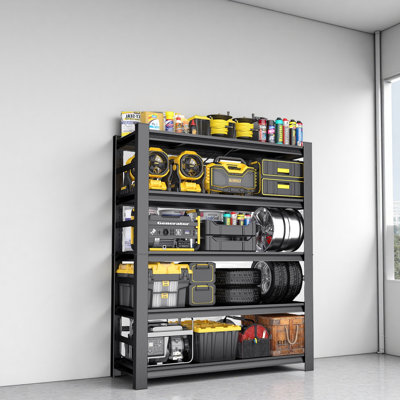 Étagère de rangement robuste de 87 po de hauteur, tablette en métal réglable à cinq couches, adaptée aux salles d'outils, aux garages et aux grandes surfaces