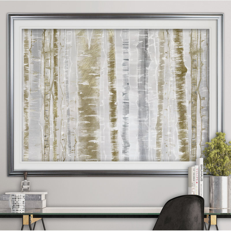 « pré brume », reproduction de peinture acrylique encadrée, Argent, H 30 po x l 40 po x P 1,5 po