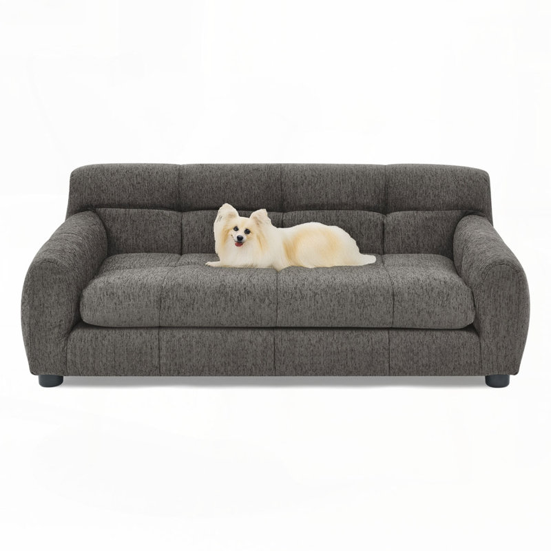 Lit rectangulaire pour chien, canapé-lit pour chien, H 14 po x l 38 po x P 22 po, Gris foncé