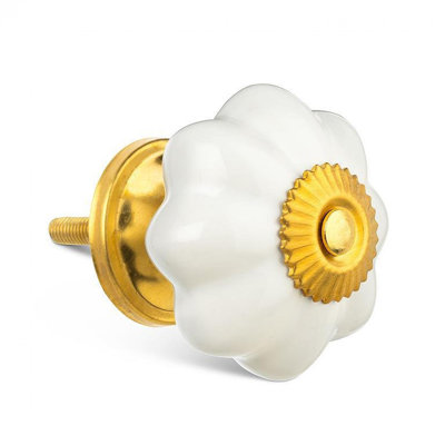 White With Gold Kin Shaped Knob