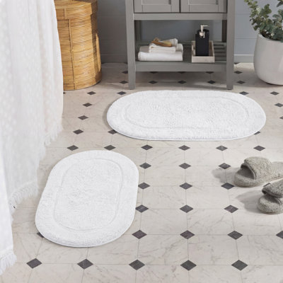 Ensemble de tapis de salle de bain ovale antidérapant en coton de qualité supérieure