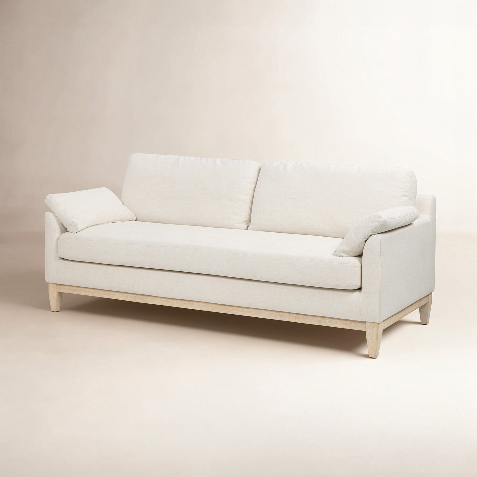 Pera 76" Linen Sofa, White Linen