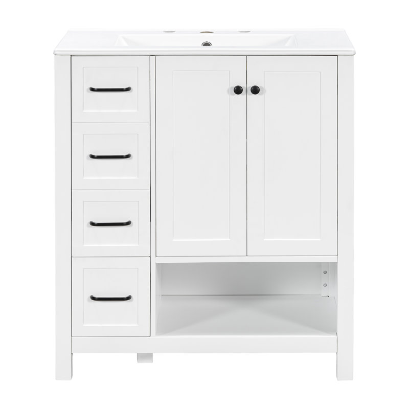 Meuble-lavabo 30 po avec comptoir en céramique, White