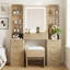 Meuble-lavabo à miroir à 10 tiroirs avec miroir DEL cannelé avec tabouret et station de charge-76006538