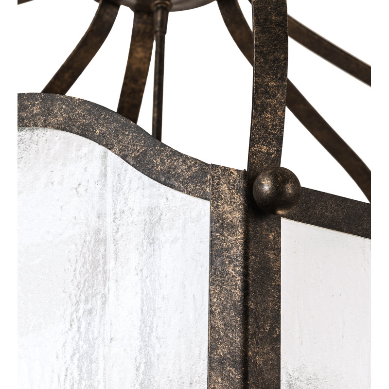 Citadel 6-Light Bronze and Clear Glass Lantern Chandelier