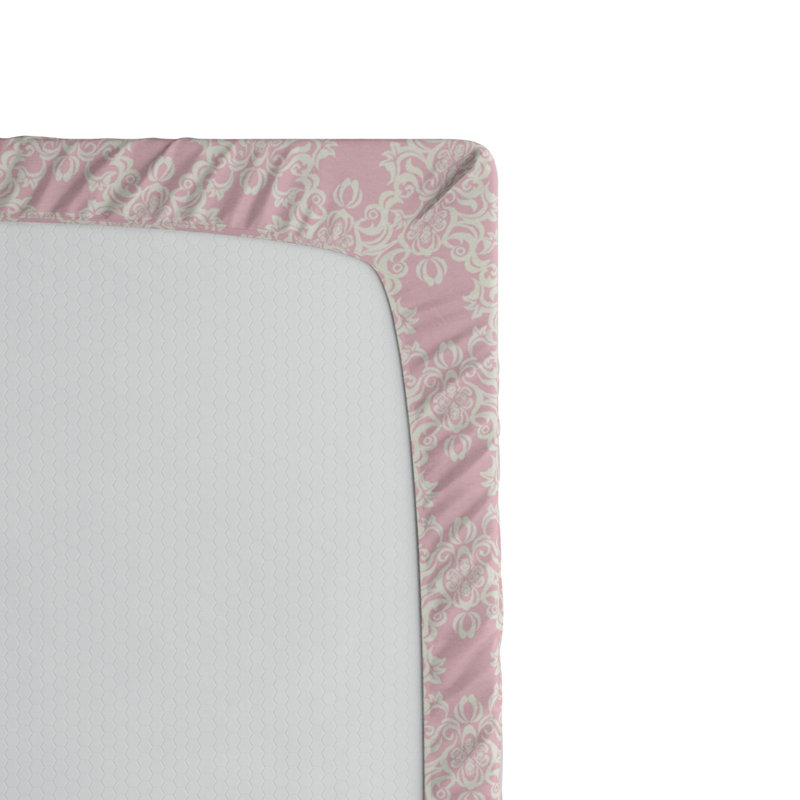 Microfiber Fitted Sheet, Full Fitted Sheet, Pink Damask