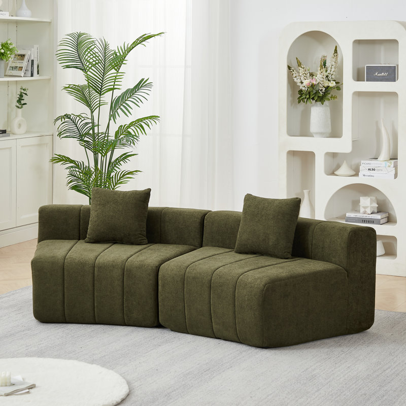 Canapé modulaire à compression Daijha, Chenille verte