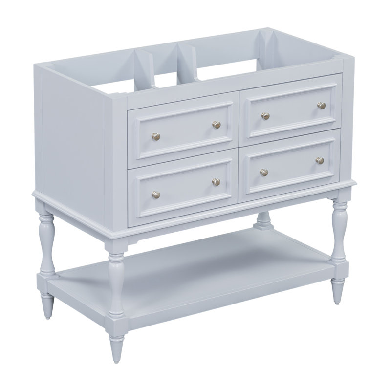 【Évier non inclus, armoire de base seulement】 Armoire de salle de bain 36 po sans lavabo, ensemble de meuble-lavabo autoportant avec 4 tiroirs et portes à fermeture douce, armoire de salle de bain à cadre en bois massif