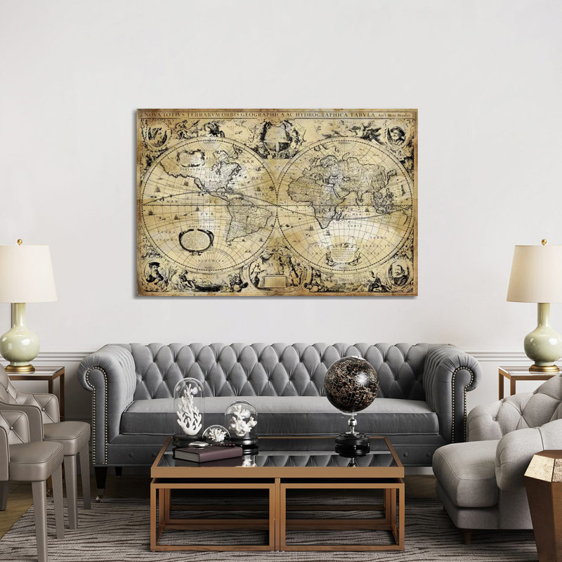 Antique World Map by Russell Brennan - Wrapped Canvas Print, 152.5 cm H x 101.5 cm W