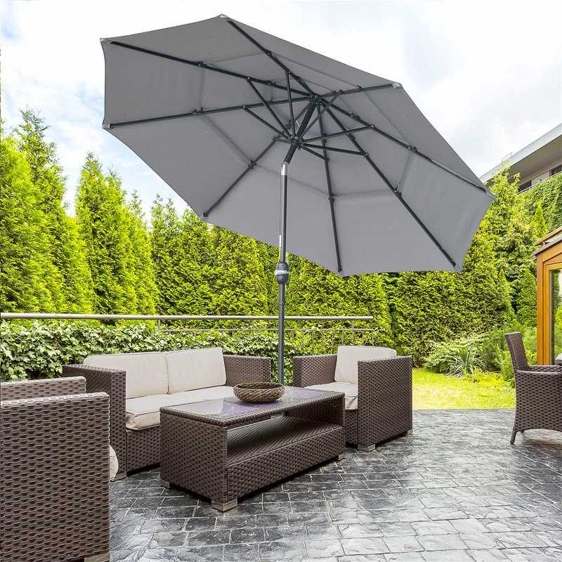 Parasol d'extérieur polyvalent avec caractéristiques avancées pour une expérience d'ombrage ultime (sans base), Gris foncé