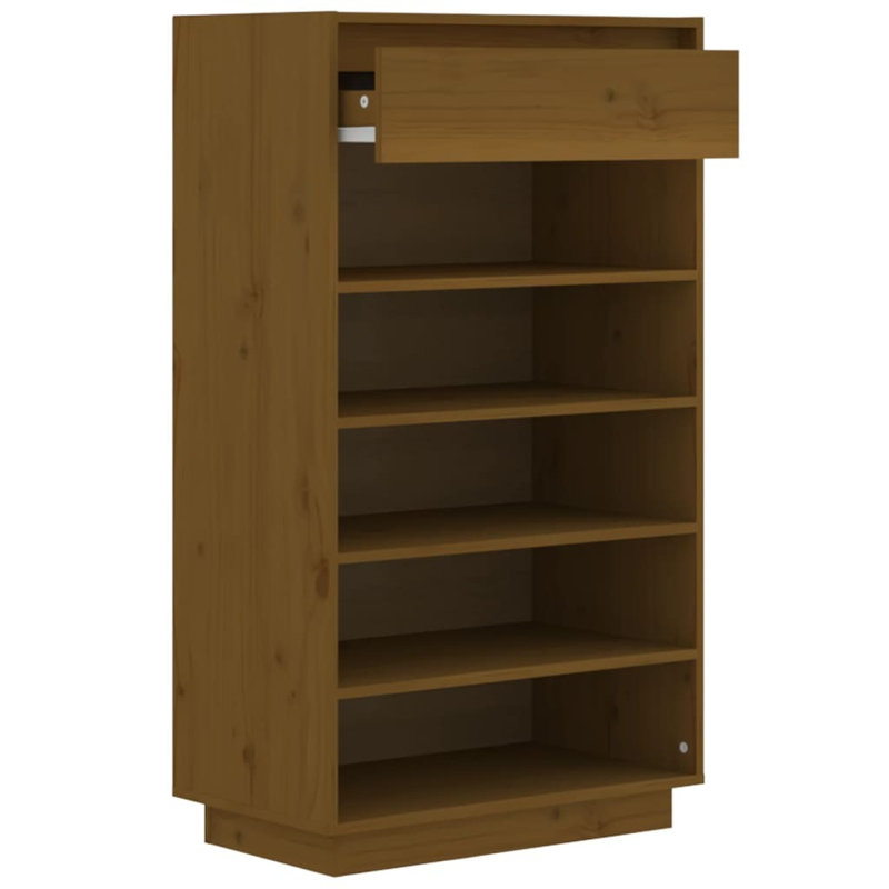 10 Pair Solid Wood Shoe Storage Cabinet, Brown