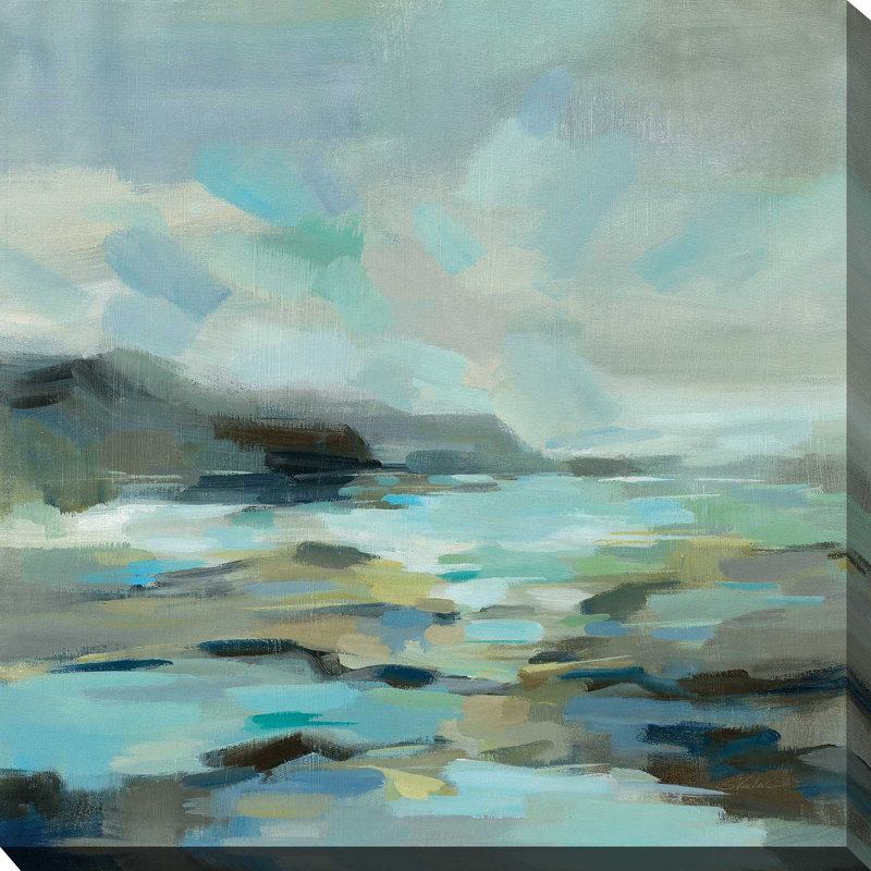 Lagon bleu - peinture, Toile tendue, H 24 po x l 24 po x P 1,5 po