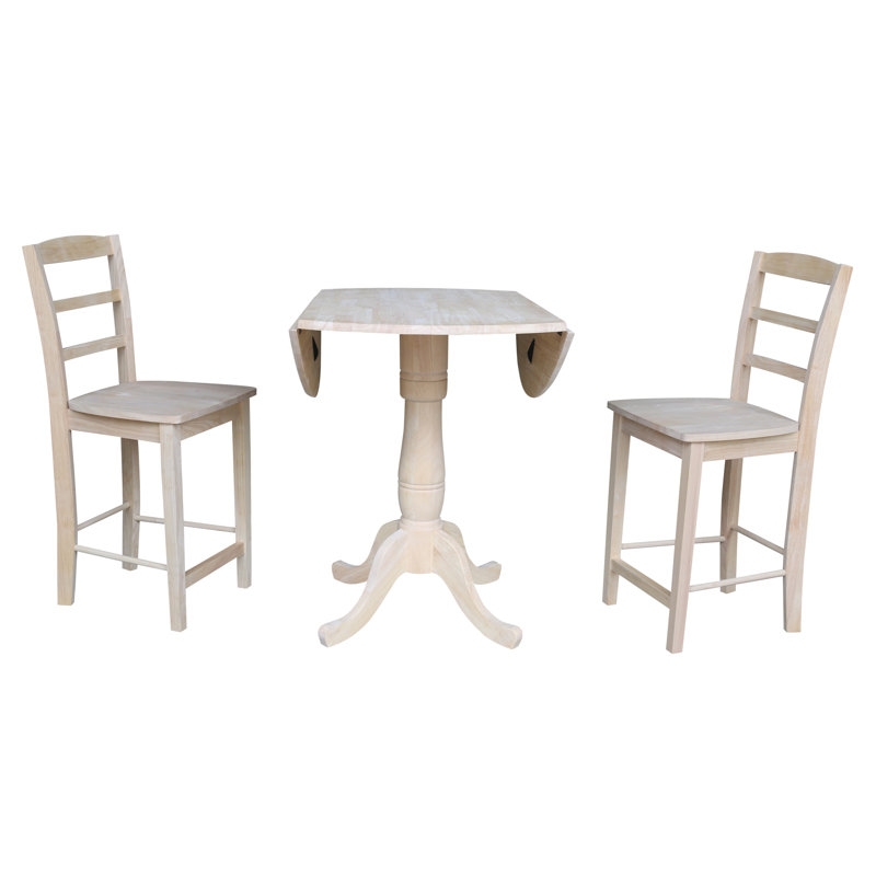 Ensemble de salle à manger à hauteur de comptoir en bois massif Dekeshia, Brut / prêt à finir